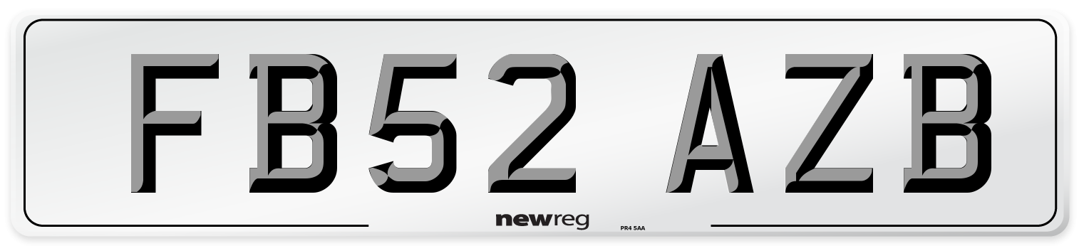 FB52 AZB Number Plate from New Reg